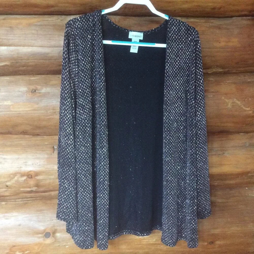 Catherines Black w/Gold & Silver Metallic Tank & Cardigan Set Size 24W - Picture 3 of 8